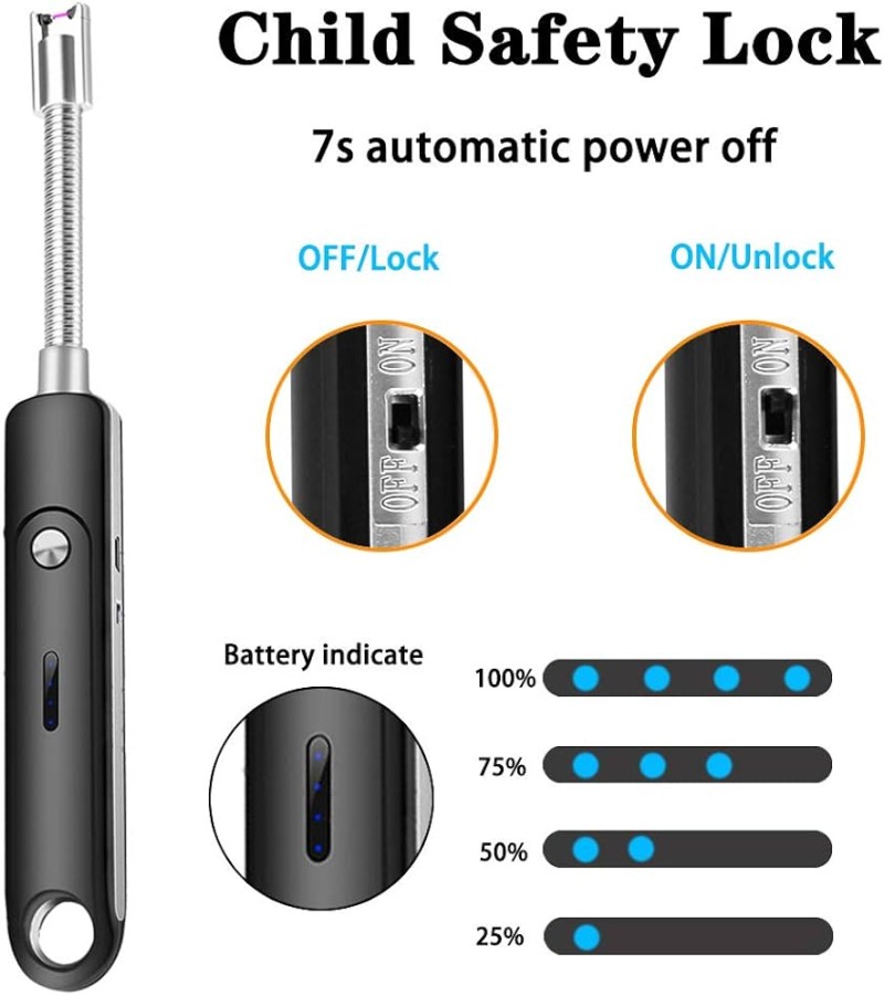 Rechargable Electric Stove Lighter Lighter Electric Lighter, Rechargeable Lighters Arc Lighter with LED Battery Display