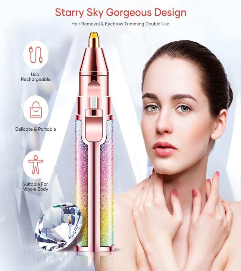 Rechargeable Flawless Hair Remover 2 in 1 Hair Remover Trimmer For Women, Electric Flawless Facial Machine Razor